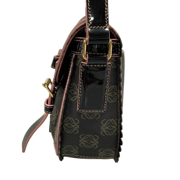 LOEWE Macadam Black Pink PVC Patent Leather Shoulder Bag 296-080925 - Picture 3 of 14